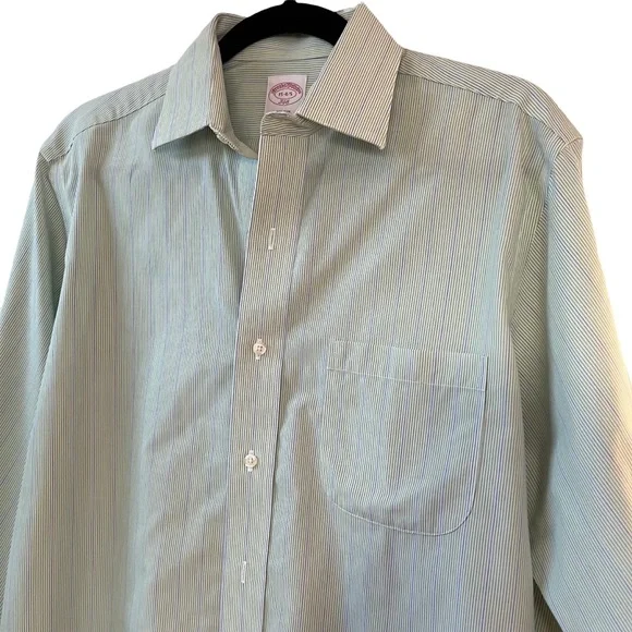 Vintage Brooks Brothers Botton Down Long Sleeve Green Dress Shirt Size 15-4/5 - Picture 5 of 10